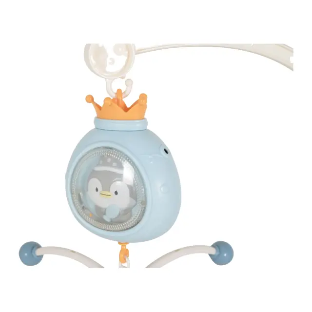 Moni Toys Penguin Μουσικό Περιστρεφόμενο Κούνιας με Λευκό Θόρυβο και Προβολέα Blue 0+ Μηνών 2