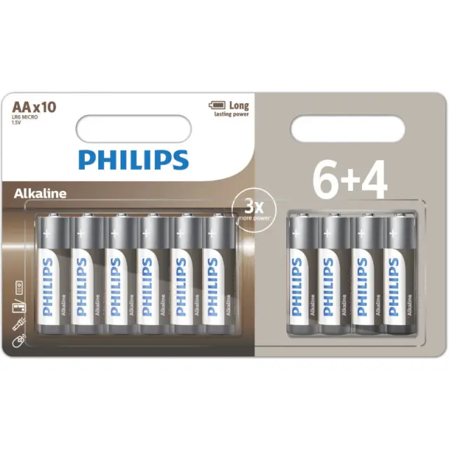 Μπαταρίες Αλκαλικές AA Υψηλής Απόδοσης 10Τμχ PHILIPS LR6A10BP/GRS