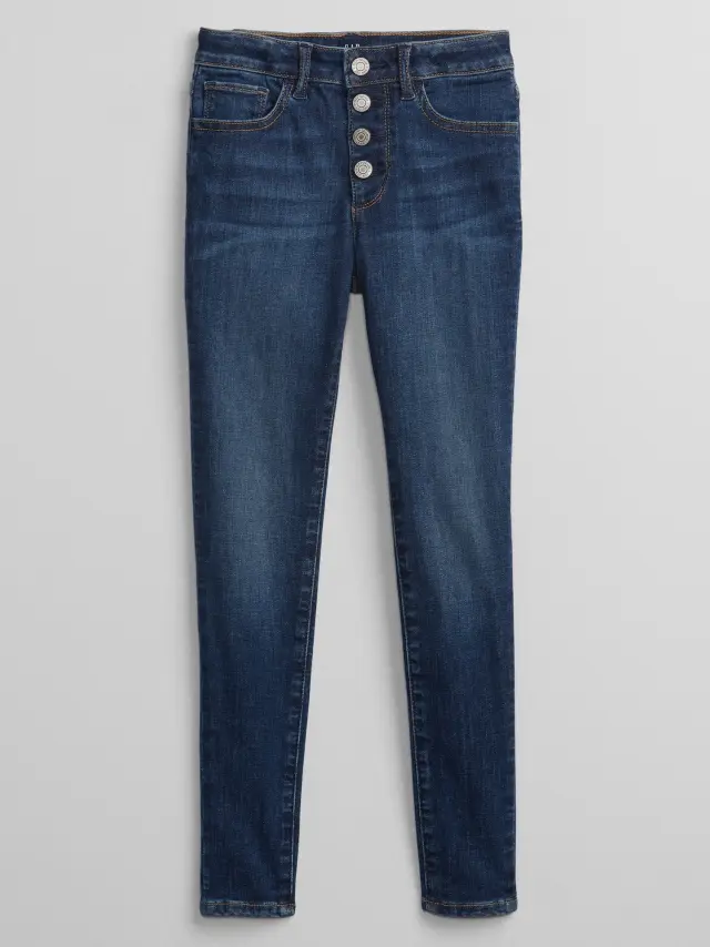 Μπλε Παιδικό High Rise Jegging Παντελόνι με Washwell dark wash - 5