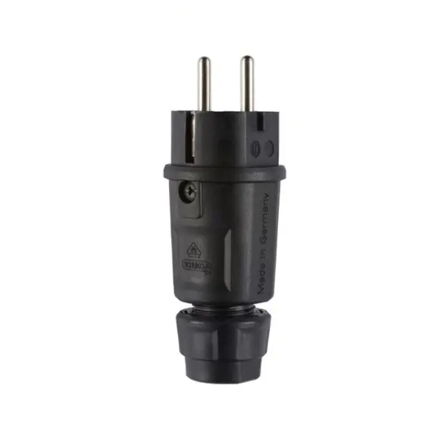 Schuko Hybrid Plug Typ 1520 SK+F/B, Elamid Black, IP54, Dual Standard (Schuko & FR-BE), 16 A / 250 V, Cable Size 6-12 mm
