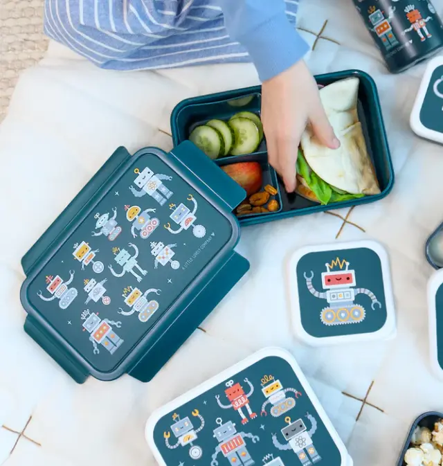 A Little Lovely Company Δοχείο Φαγητού με Χωρίσματα Bento Lunch Box Robots BBROBU82 3