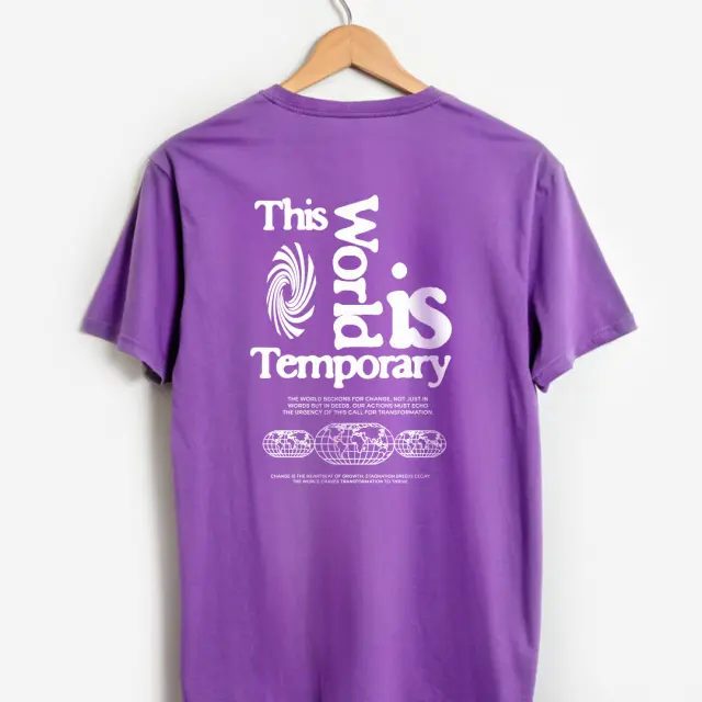 T-shirt Noshame® Μώβ με τύπωμα The Worlds is Temporary - 132519 - XXL 2