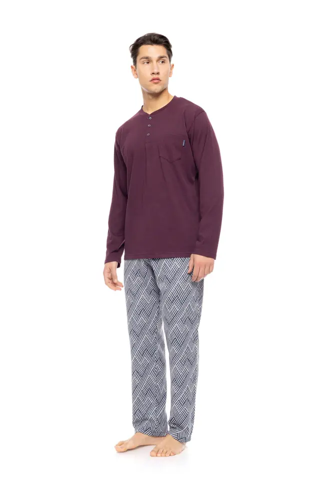 W-M772 - Bordo - PYJAMA JACQUARD HENRY STRIPES 2