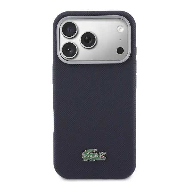 Lacoste PVC Petit Pique Semi Wrap MagSafe Case for iPhone 17 Pro Navy 3