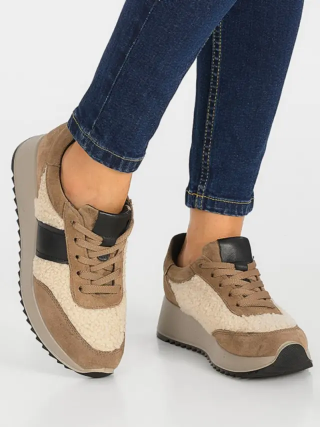 Imac Sneakers Γυναικείο Δέρμα Nubuck/Teddy Καφέ IMA/858290 FANGO 2