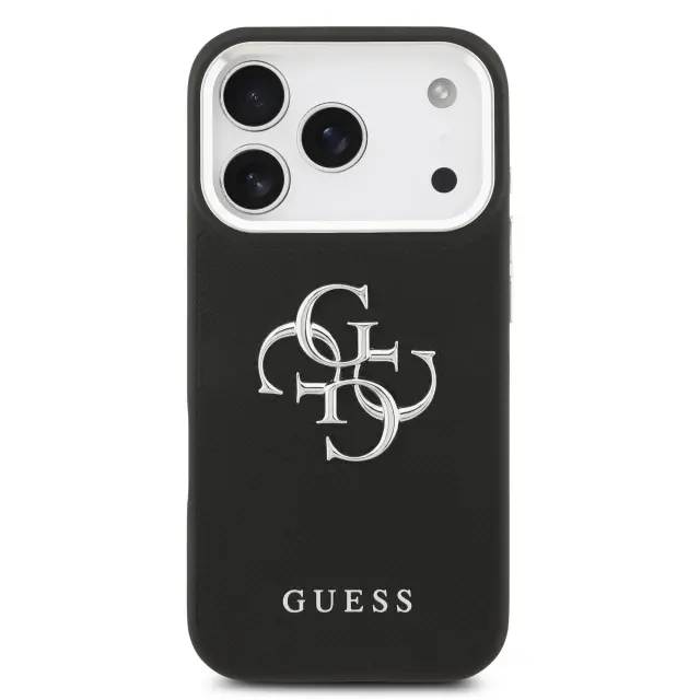 Guess PU Grained 4G Metal Logo Case for iPhone 17 Pro Black 3