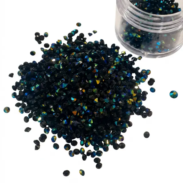 Πέτρες διακοσμητικές τύπου διαμαντάκι, 20gr, Black-Teal ιριδίζον