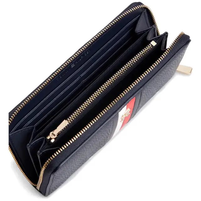Tommy Hilfiger Γυναικείο Μεγάλο Πορτοφόλι TH Hilfiger Icon Continental Zip-Around Σκούρο Μπλε 3