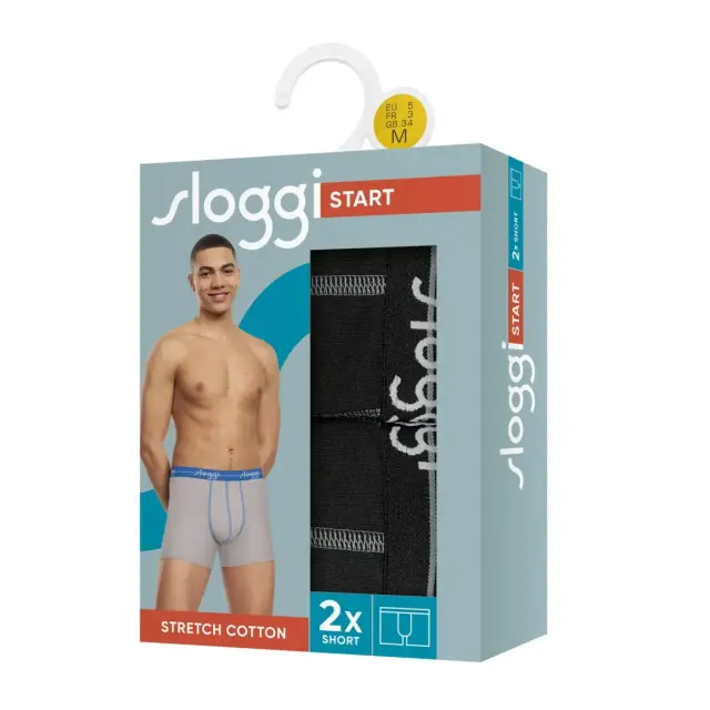 Sloggi Ανδρικό Boxer Start Short Box - Διπλό Πακέτο, Χρώμα Μαύρο 2