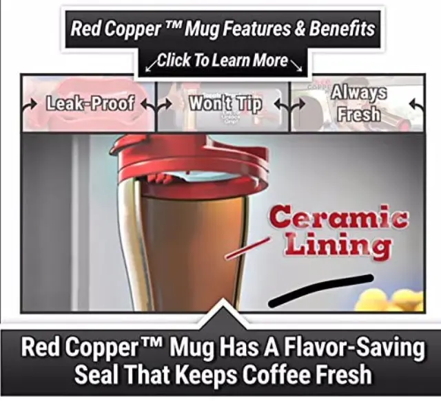 Επαναστατικός κεραμικός θερμός - Red copper mug 470 ml 2