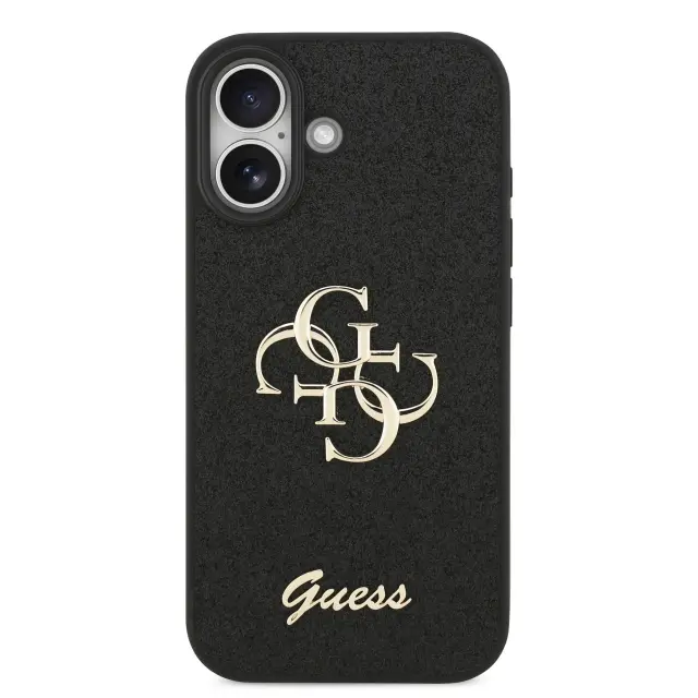 Guess PU Fixed Glitter 4G Metal Logo Case for iPhone 17 Black 3