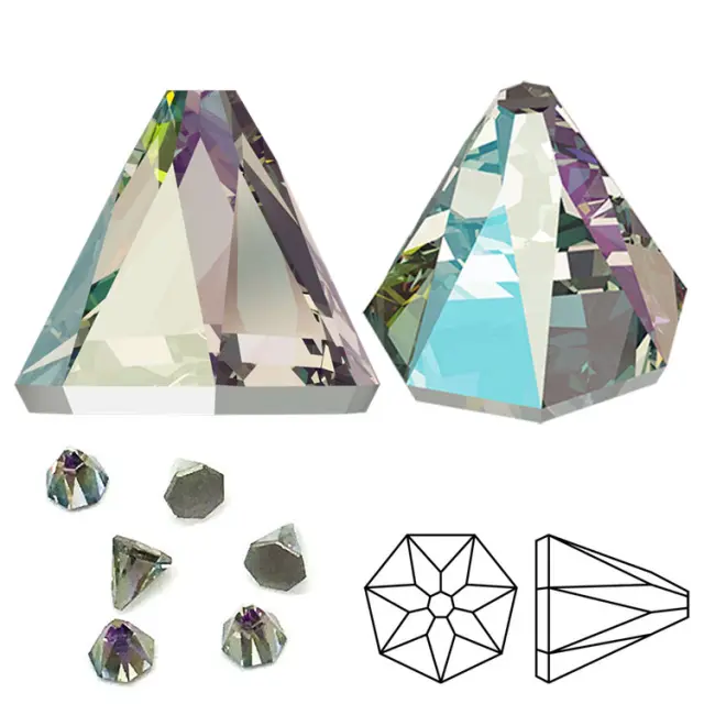 Swarovski 2019 Round Spike Flatback GlueFix 6x6mm Black Diamond Shimmer - 6τεμ