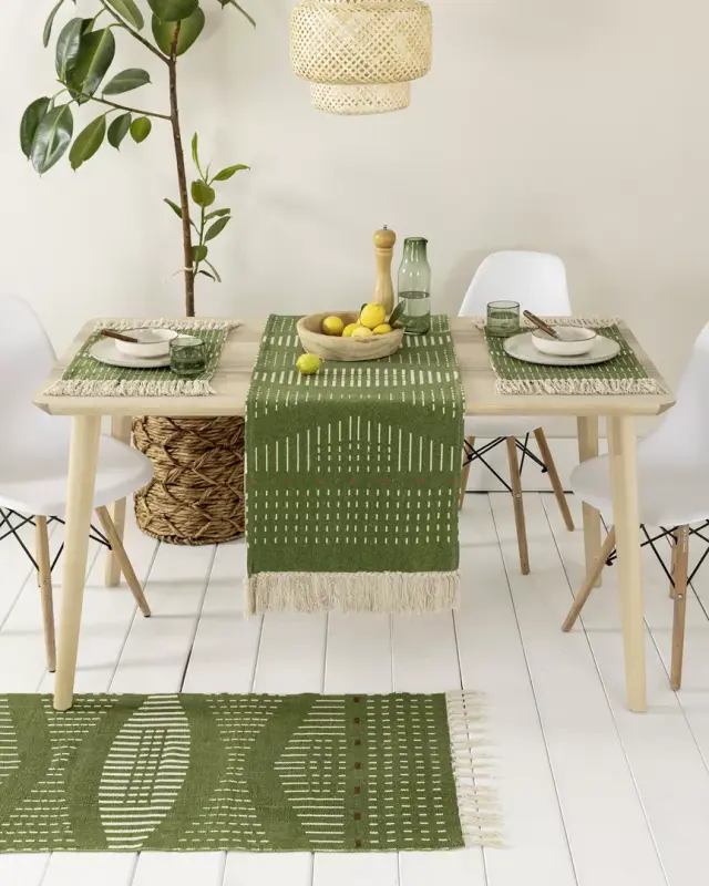 Ράνερ 45x150 Nima Alyo Green 100% βαμβακερό