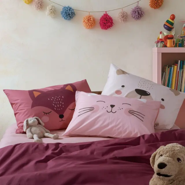Μαξιλαροθήκη Happy Cat Nef Nef Homeware, 100% BAMBAKI - PINK (040875) 2