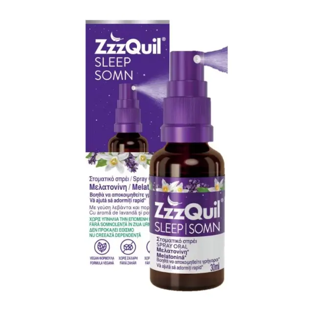 ZzzQuil Sleep Somn Spray Στοματικό Σπρέι με Μελατονίνη για Καλύτερο Ύπνο με Γεύση Λεβάντα & Πορτοκάλι 30ml