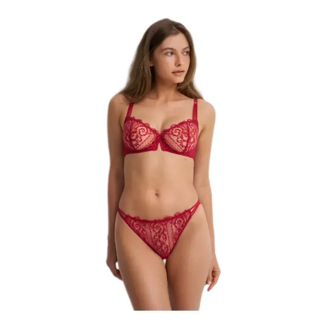 Luna Γυναικείο Brazil με Δαντέλα Flirt, Χρώμα Wine Red 2