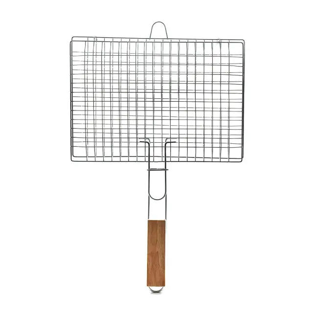 Σχάρα Ψησίματος BBQ Με Ξύλινη Λαβή Μέταλλο 60x40cm Estia 05-9472
