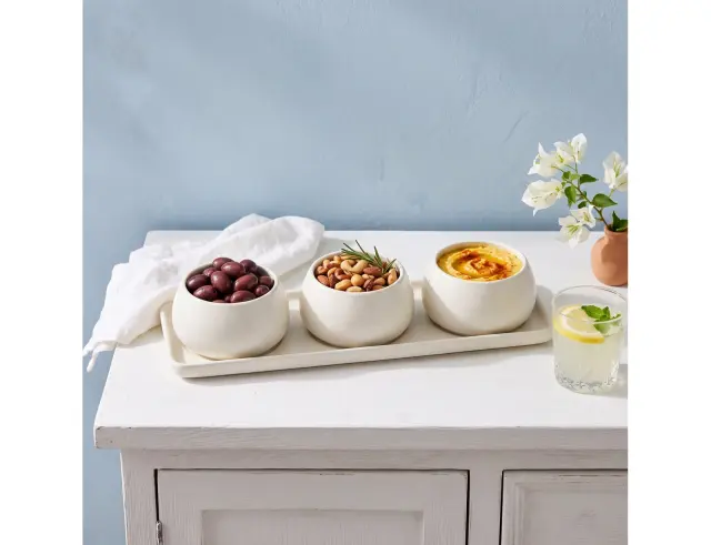 Σετ Σερβιρίσματος Secret de Gourmet με 3 κεραμικά μπωλ και δίσκο - 4 τεμάχια 194182