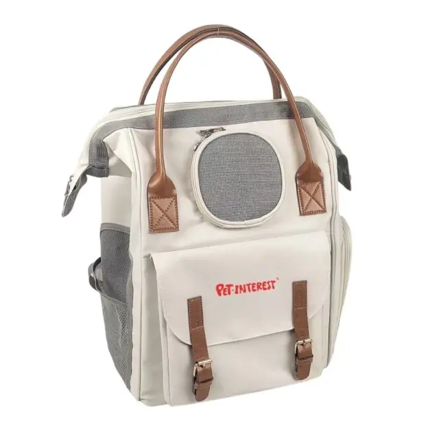 Pet Interest Τσάντα Μεταφοράς Σκύλου/Γάτας Backpack Μπεζ Διαστάσεις 33x24.5x40cm