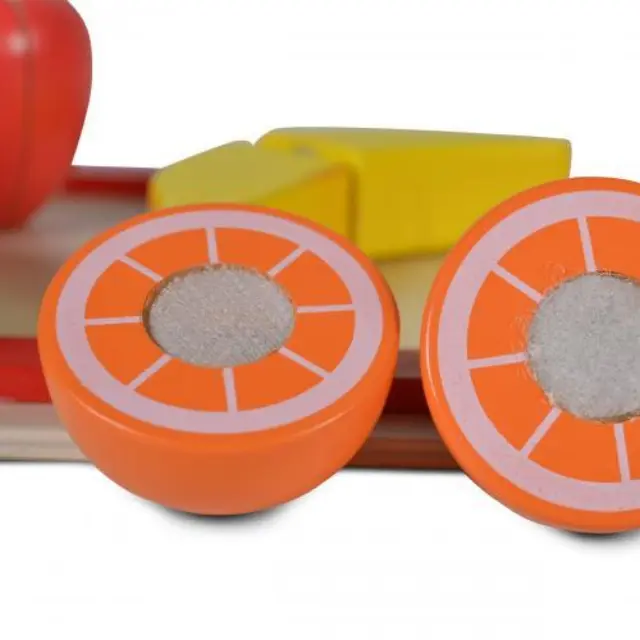 Moni Toys Ξύλινη επιφάνεια κοπής με 5 φρούτα και ξύλινο μαχαίρι 4306 3