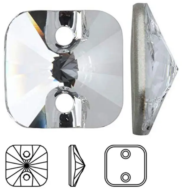 Swarovski 3201 Rivoli Square Sew-On Crystal 12mm - 2τεμ
