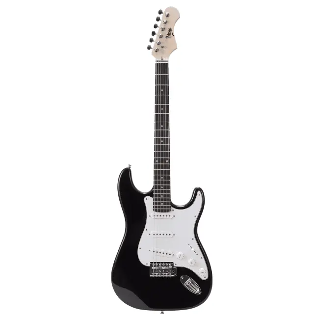 V-TONE EG 39 BK electric guitar 4/4 stratocaster 39” SSS cover strap jack-jack cable tuner picks strings tremolo arm hex keys set 2