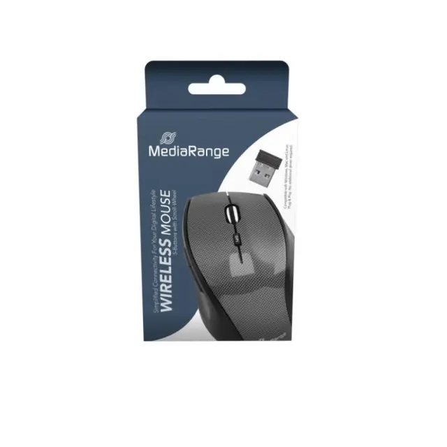 Media Range Optical Mouse Highline Series (Carbon look/Black, Wireless) (MROS207) MEDIARANGE