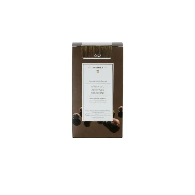 Korres Argan Oil Advanced Colorant 6.0 Ξανθό Σκούρο Φυσικό Μόνιμη Βαφή Μαλλιών με Τεχνολογία Pigment Lock που κλειδώνει το Χρώμα, 50ml