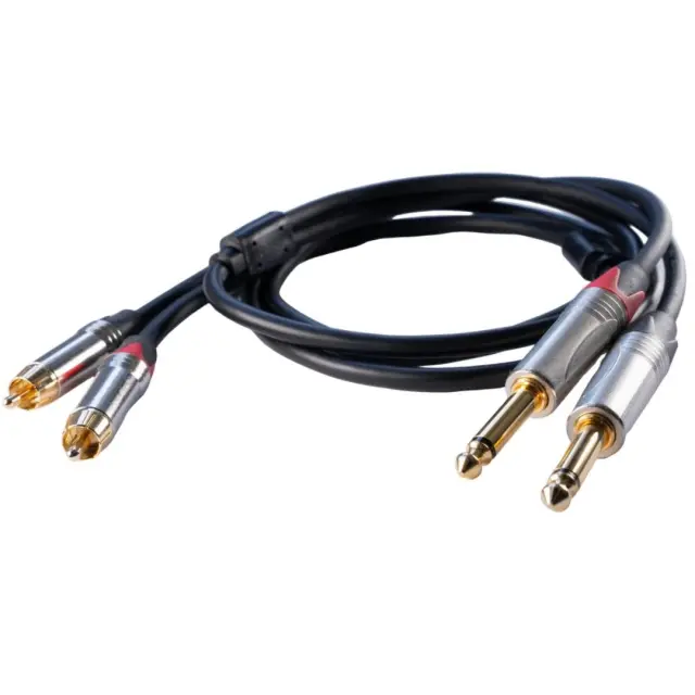 WELX Premium 2 X RCA to 2 X MONO MALE JACK 1.5mm Cable – 1.5m (RT) (Black) 2
