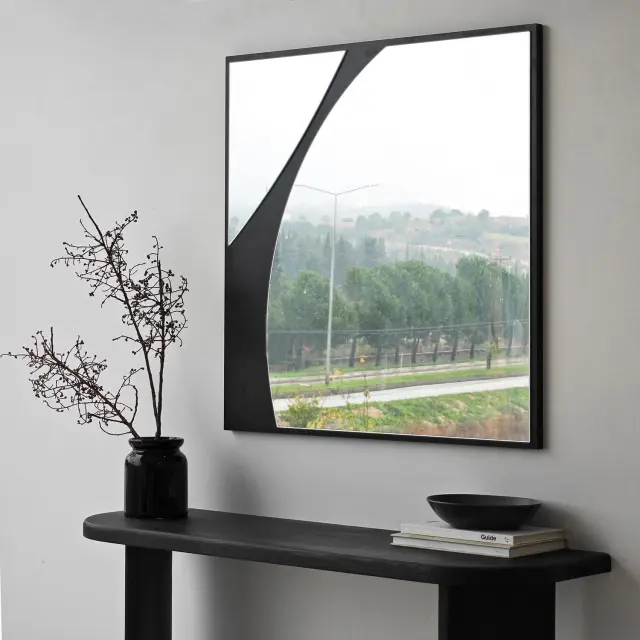 Stewehome Καθρέπτης Τοίχου Μαύρος 70x70x70 cm 3