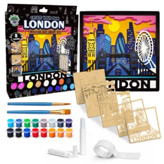 Splat Planet 3D Ξύλινη Κατασκευή Ζωγραφικής / Wooden Art Craft Kit: London 3
