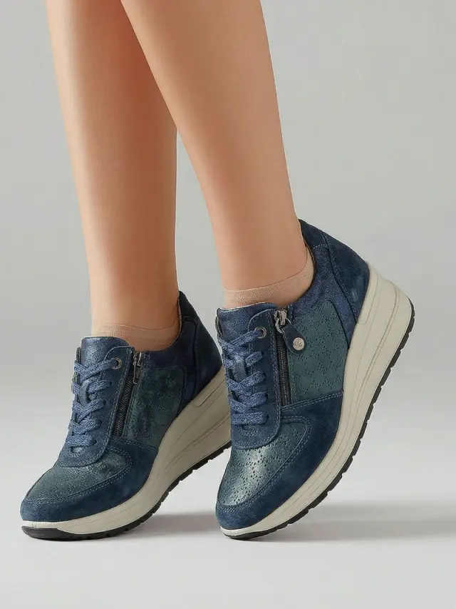 Imac Sneakers Γυναικείο δέρμα/δέρμα Nubuck Μπλέ IMA/555740 BLU/PERLATA 2