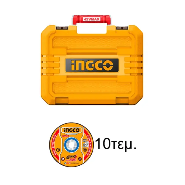 ΓΩΝΙΑΚΟΣ ΤΡΟΧΟΣ ΜΠΑΤΑΡΙΑΣ 2X4AH 42V LI-ION INGCO CAGLI4260182 2