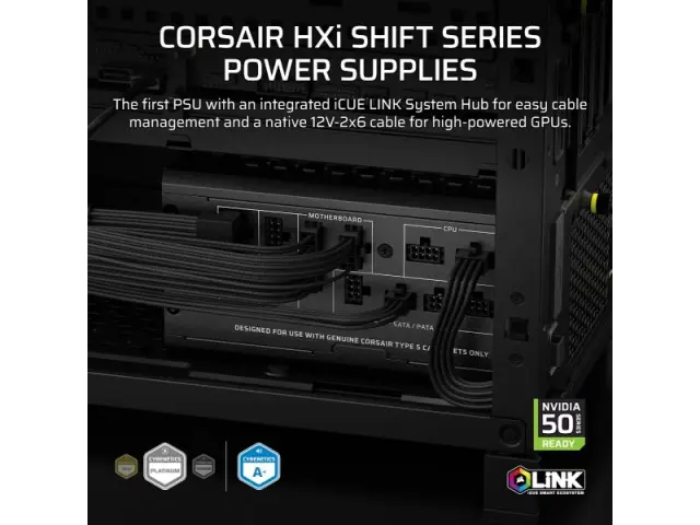 Corsair PSU HX1000i Shift (Cybenetics Platinum, Fully Modular, Digital) (CP-9020265-EU) 2