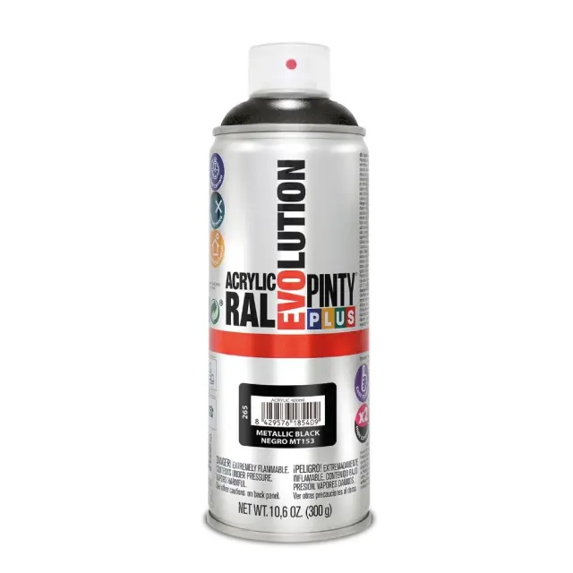 Pinty Plus Evolution Metallic Σπρέι βαφής ακρυλικό μεταλλικό 400ml Μαύρο / MT153