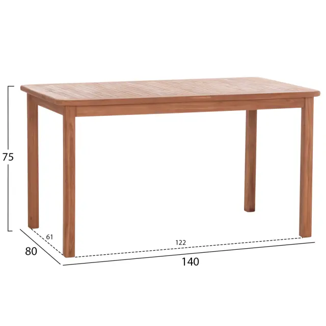 Τραπέζι ορθογώνιο Presscot ξύλο TEAK--φυσικό 140x80x76 εκ. 2