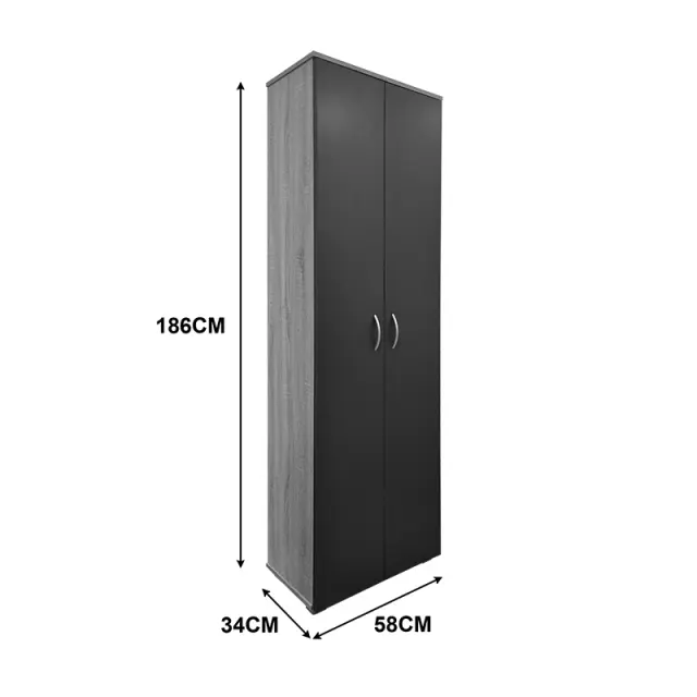 Παπουτσοθήκη-Ντουλάπα Racka pakoworld sonoma-ανθρακί 58x34x186εκ 2