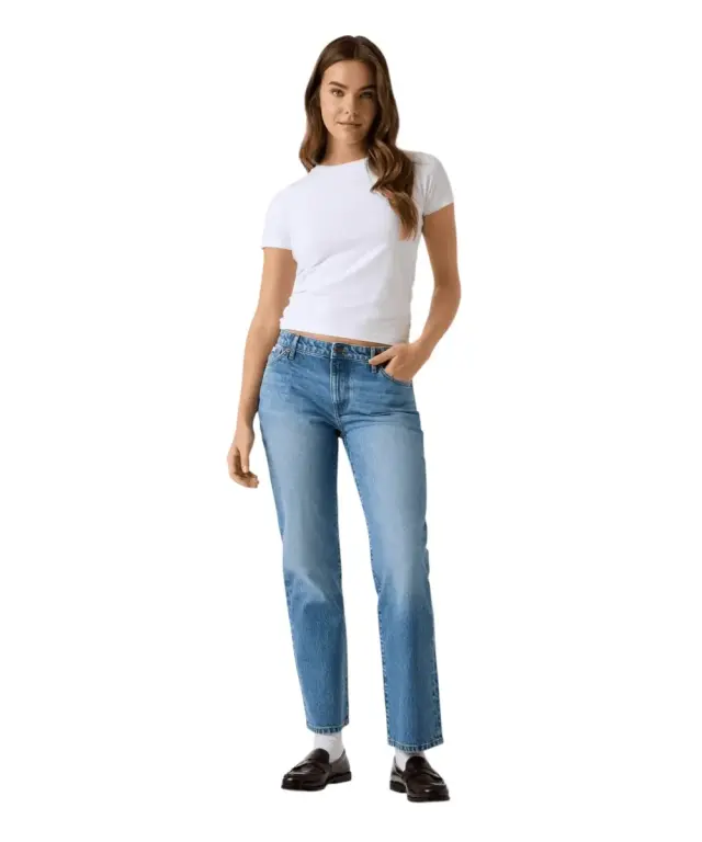 Guess - Γυναικείο Παντελόνι Τζιν G08 Mid Rise Straight W5YA98D6332-INLV Μπλε - W27 L32 2