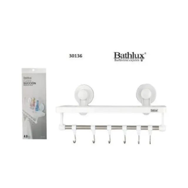 Bathlux 30136 Άγκιστρο Μπάνιου 6 Θέσεων με Βεντούζα Λευκό