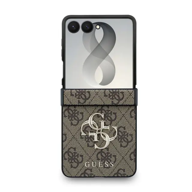 Guess PU 4G Metal Logo Case for Samsung Galaxy Z Flip 8 Brown 2