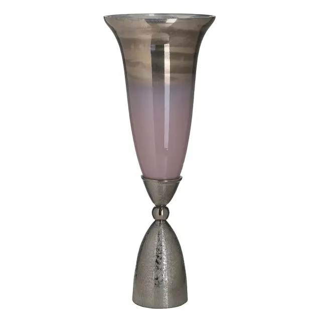 Βάζο Ροζ/Ασημί Γυαλί/Αλουμίνιο Φ19x51cm 3-70-162-0189
