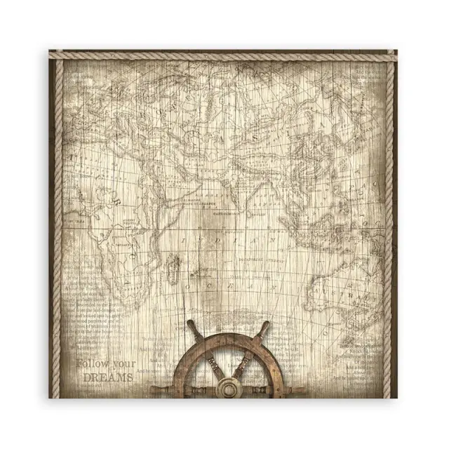 Τυπωμένο ύφασμα Stamperia, 30x30cm, 4 τεμ, Sea Land 3