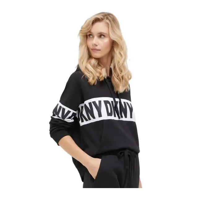 DKNY Γυναικεία Μπλούζα Φόρμας Κουκούλα Logo, Χρώμα Μαύρο - S 3