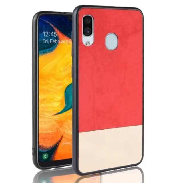 Θήκη TPU & PU Κάλυμμα Πλάτης για Samsung Galaxy A40 Κόκκινη/ Μπεζ OEM