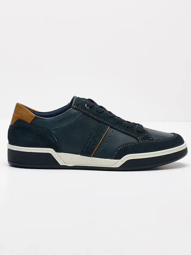 Imac Sneakers Ανδρικό δέρμα/δέρμα Nubuck Μπλέ IMA/151920 BLU/COGNAC 2