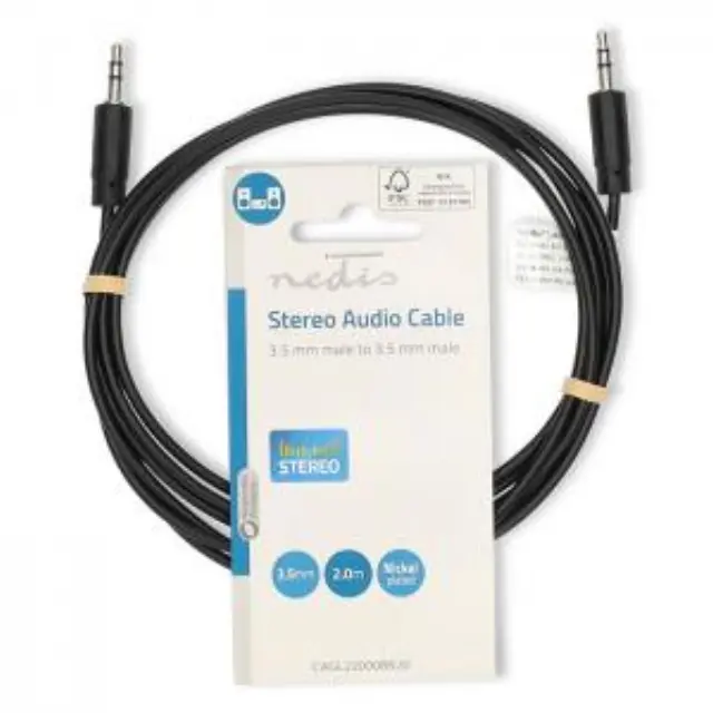 Καλώδιο ήχου 3,5mm αρσ. Stereo - 3,5mm αρσ. Stereo, 2.00m σε μαύρο χρώμα. 3