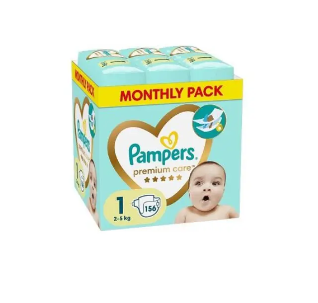 Pampers Πάνες με Αυτοκόλλητο Premium Care Monthly Pack No. 1 για 2-5kg 156τμχ