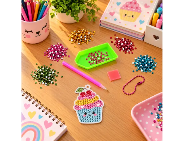 Παιδικό Σετ Χειροτεχνίας με διαμαντάκια Happy Cupcake Colorem με διαστάσεις 5x7.3cm - Περιλαμβάνεται μπρελόκ - Ηλικίες 6 ετών και άνω WPER220
