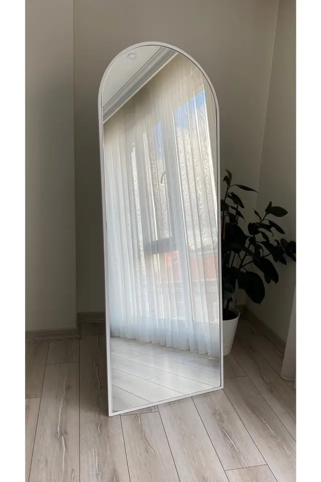 Stewehome Καθρέφτης ολόσωμος με λευκό μεταλλικό πλαίσιο και βάση Λευκό 180x65 cm 2