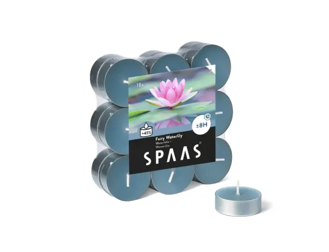 Σετ Διακοσμητικά Κεριά Ρεσώ Spaas με άρωμα Fairy Waterlily και διάρκεια καύσης 8 ώρες - 18 τεμάχια